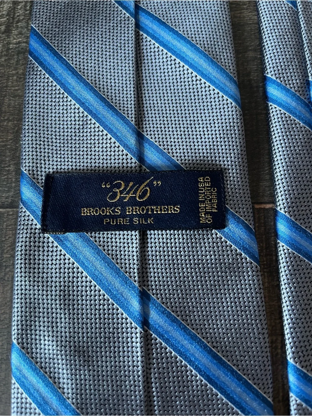 Brooks Brothers 346 Silk Tie Mens Gray‎ Cobalt Ice Blue Diagonal Stripe Repp